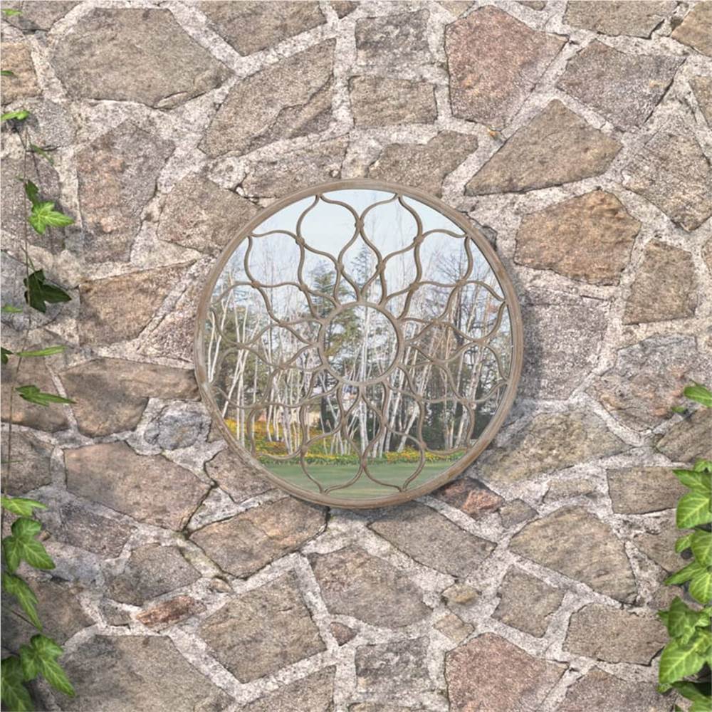 Lustro ogrodowe Piasek 40x3 cm Żelazne okrągłe do użytku na zewnątrz