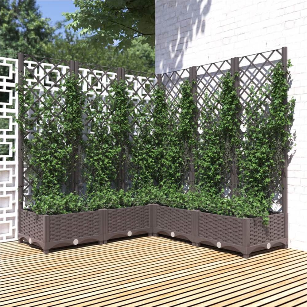 

Garden Planter with Trellis Brown 120x120x121.5 cm PP