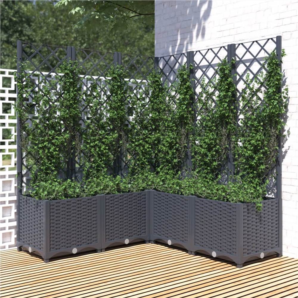 

Garden Planter with Trellis Dark Grey 120x120x136 cm PP