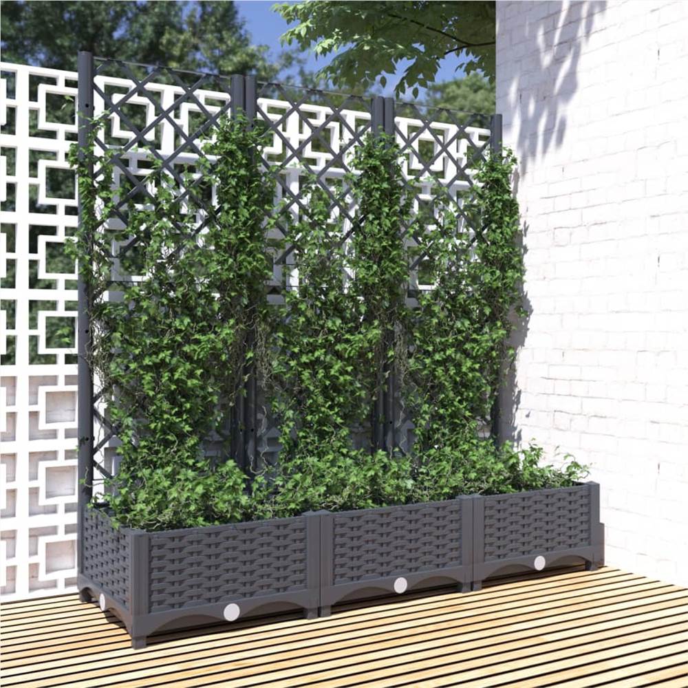 

Garden Planter with Trellis Dark Grey 120x40x121.5 cm PP