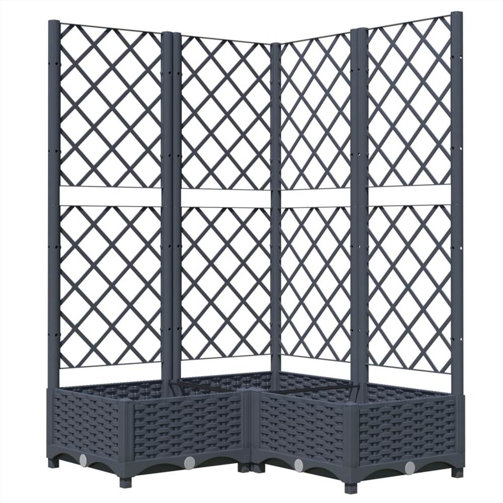Garden Planter with Trellis Dark Grey 80x80x121.5 cm PP