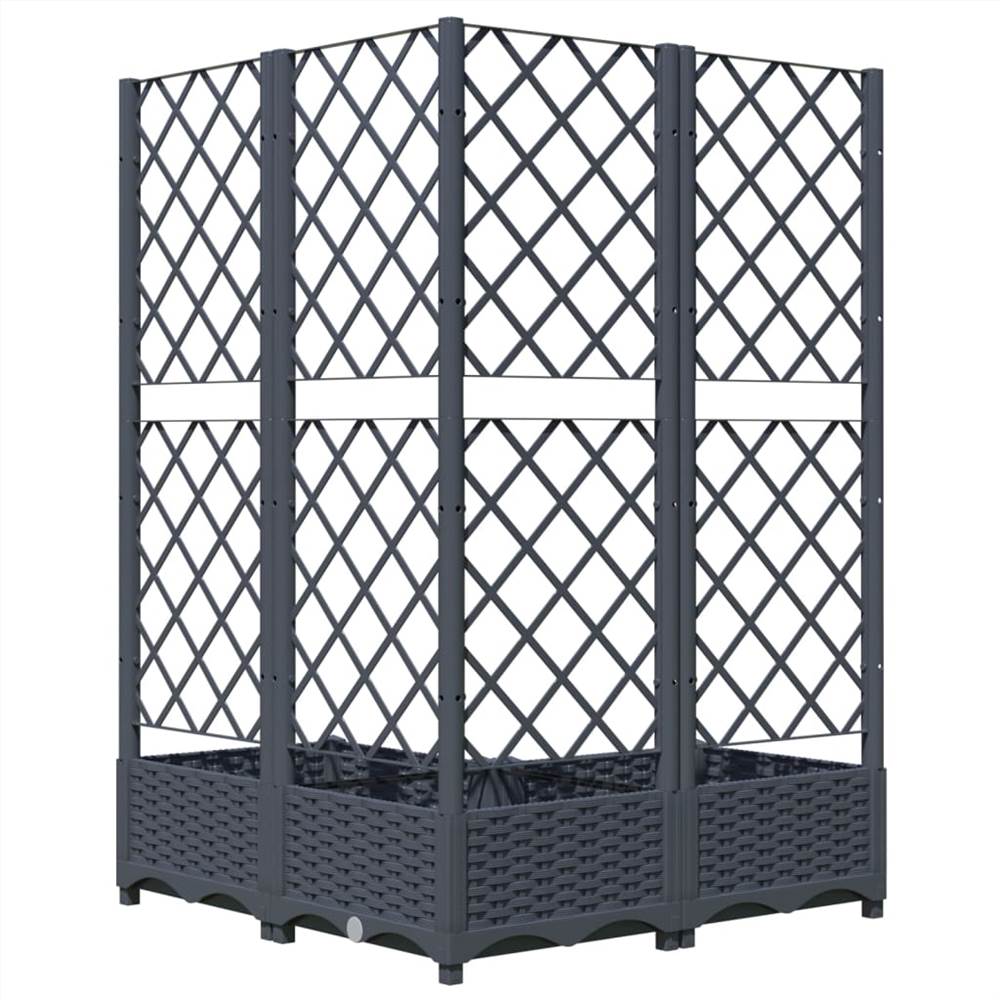 Garden Planter with Trellis Dark Grey 80x80x121.5 cm PP