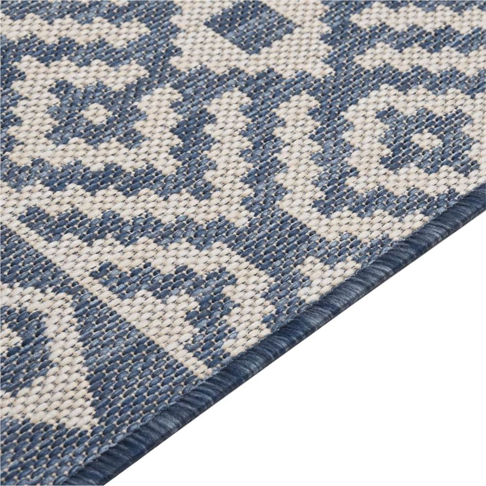 Outdoor Flatweave Rug 120x170 cm Blue Stripes