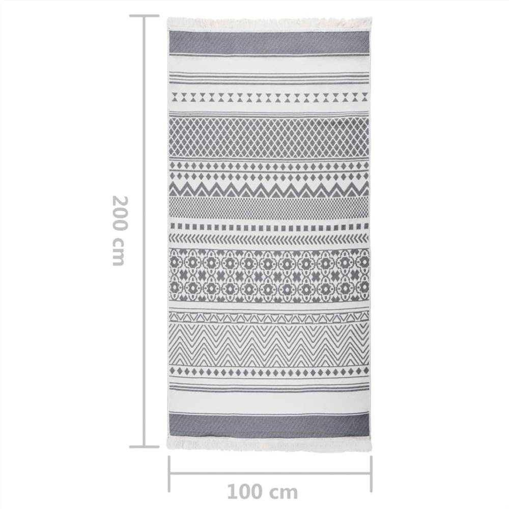 Rug Grey and White 100x200 cm Cotton