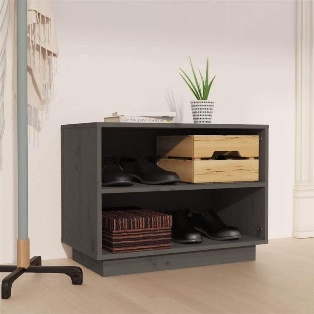 

Shoe Cabinet Grey 60x34x45 cm Solid Wood Pine