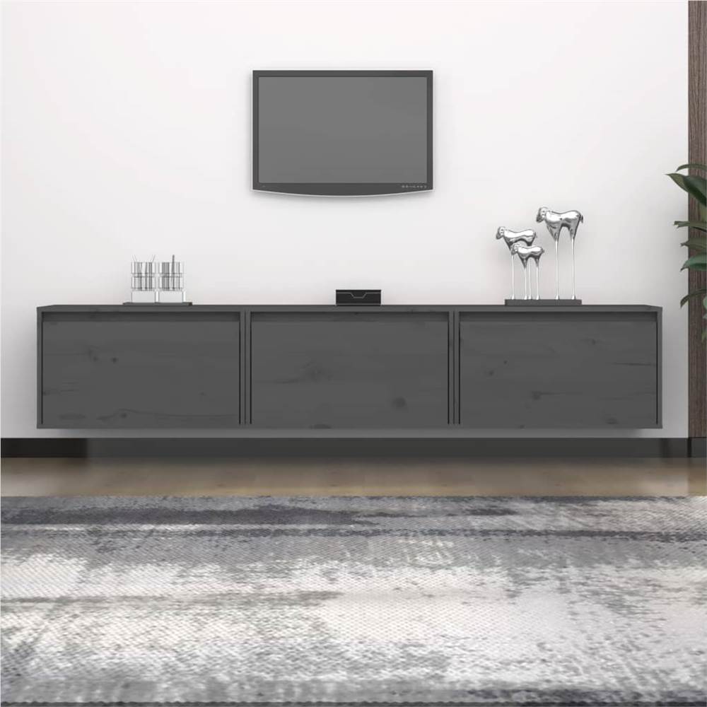 

TV Cabinets 3 pcs Grey Solid Wood Pine