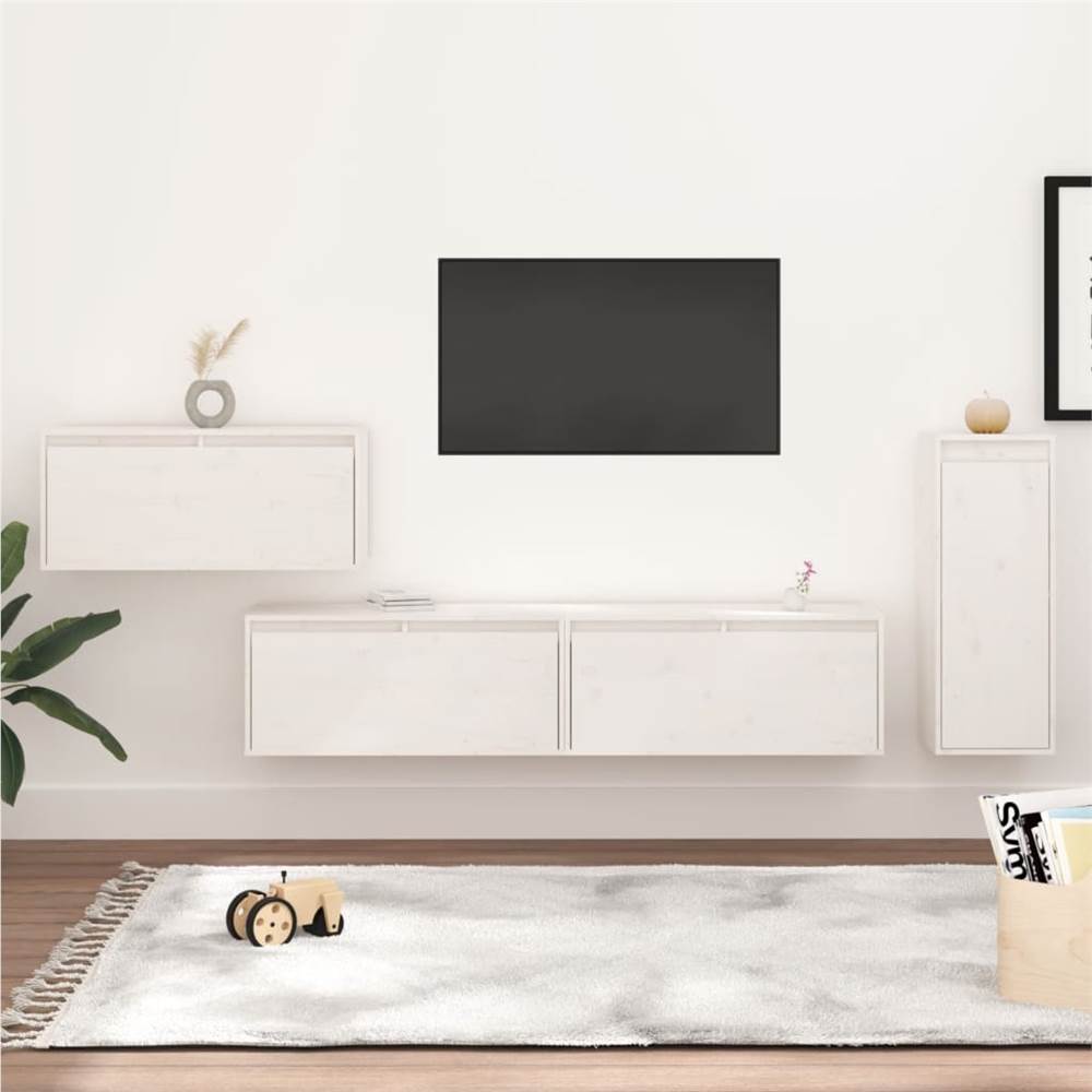 

TV Cabinets 4 pcs White Solid Wood Pine
