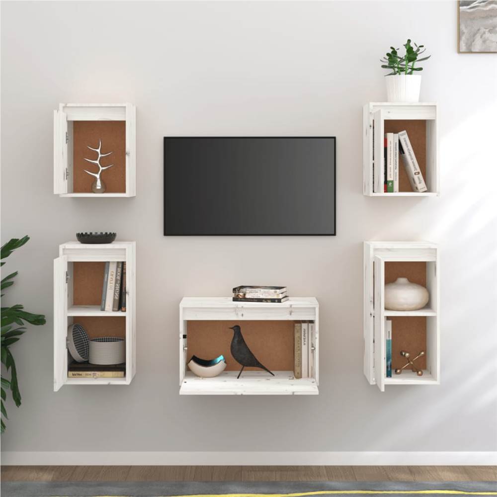 TV 5 pcs White Solid Wood Pine