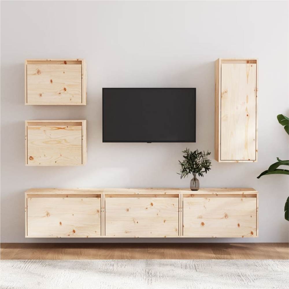 

TV Cabinets 6 pcs Solid Wood Pine