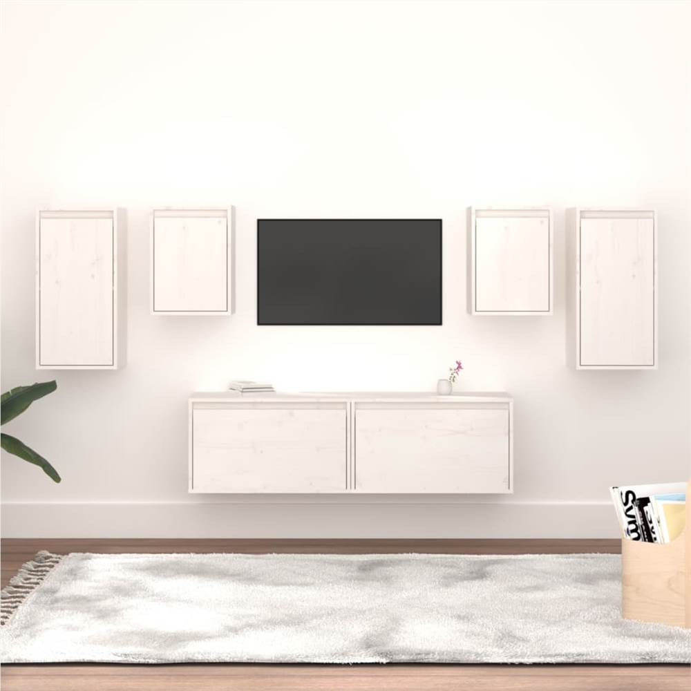 

TV Cabinets 6 pcs White Solid Wood Pine