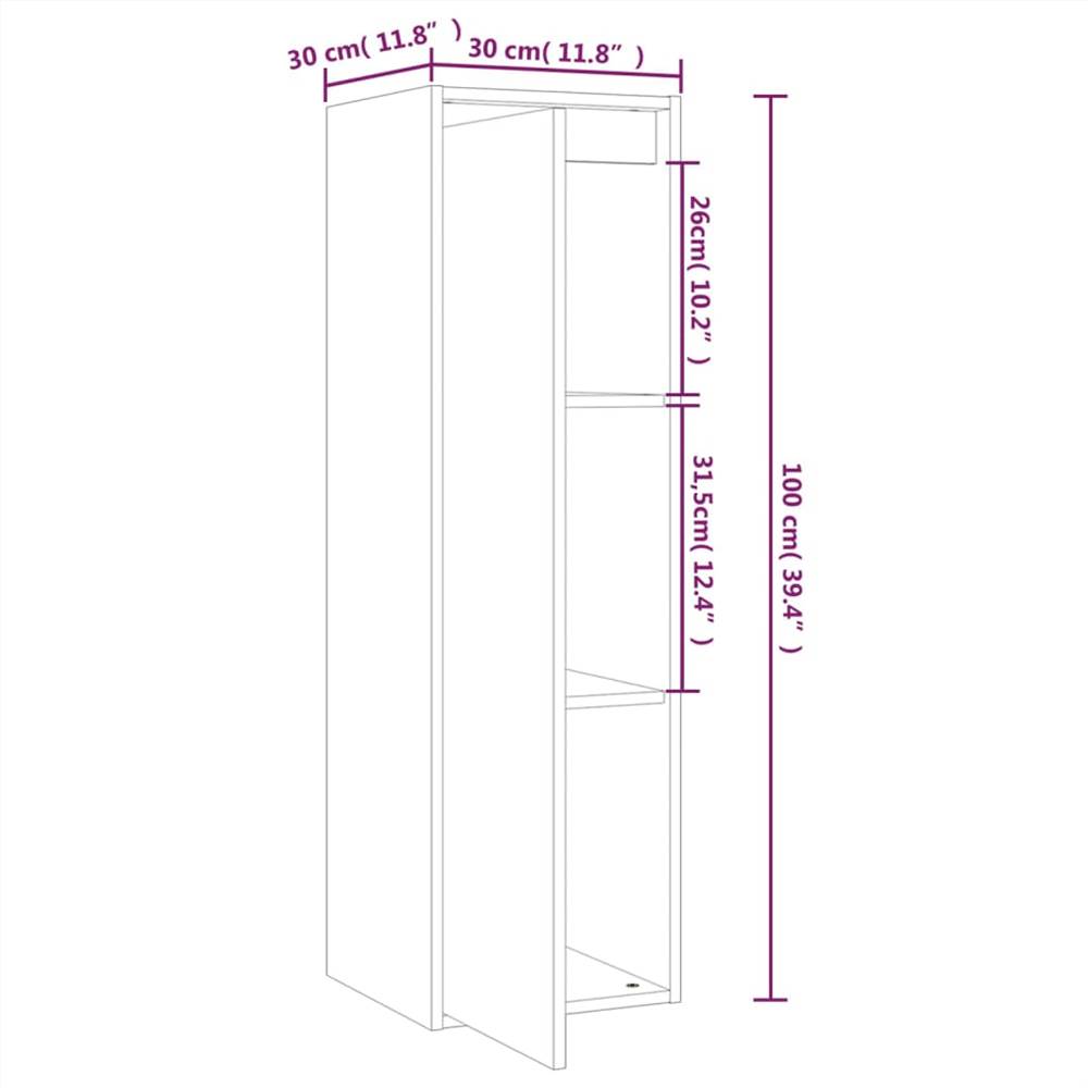 Wall Cabinet White 30x30x100 cm Solid Pinewood