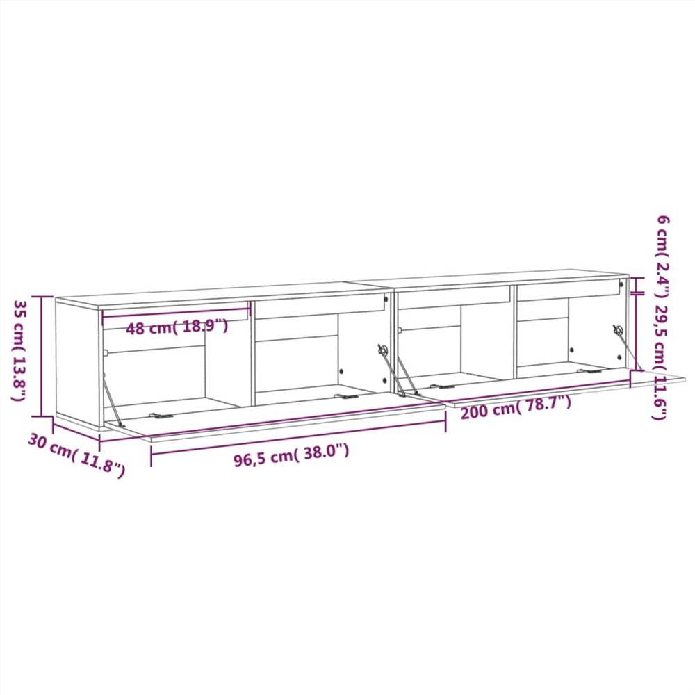 Wall Cabinets 2 pcs White 100x30x35 cm Solid Wood Pine