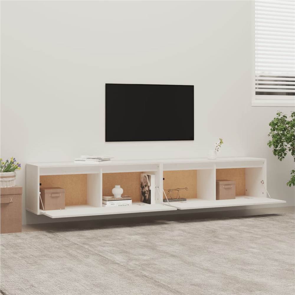Wall Cabinets 2 pcs White 100x30x35 cm Solid Wood Pine