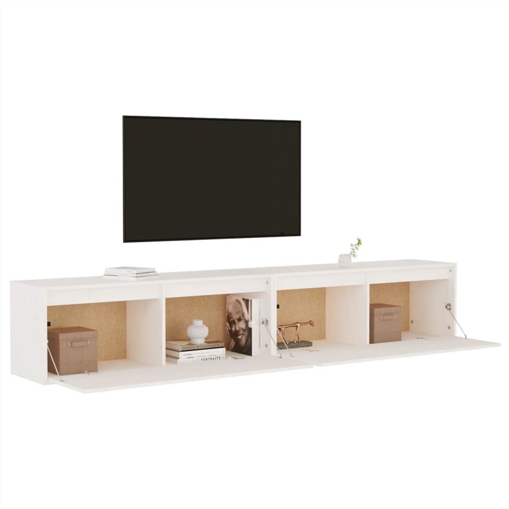 Wall Cabinets 2 pcs White 100x30x35 cm Solid Wood Pine