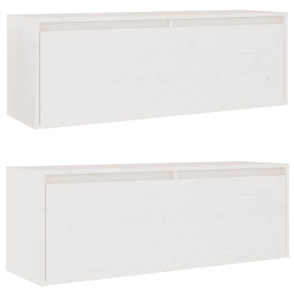 Wall Cabinets 2 pcs White 100x30x35 cm Solid Wood Pine