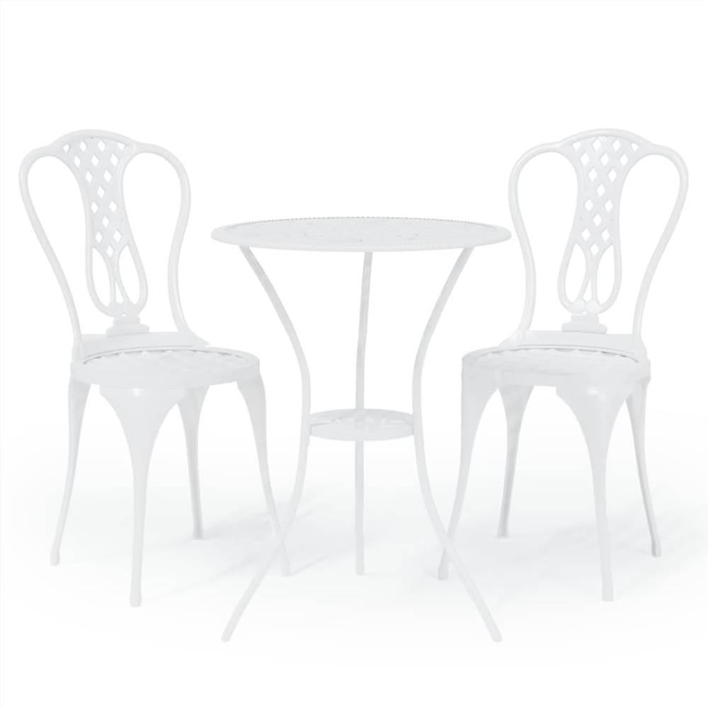 3 Piece Bistro Set Cast Aluminium White   3 Piece Bistro Set Cast Aluminium White 504132 1 