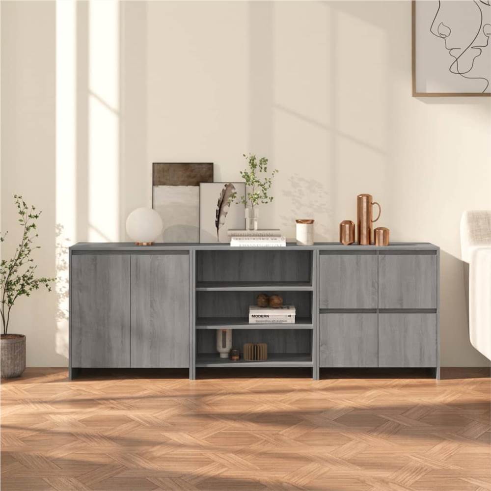 

3 Piece Sideboard Grey Sonoma Engineered Wood