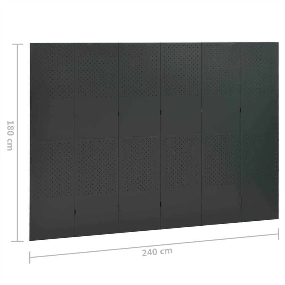 6-Panel Room Dividers 2 pcs Anthracite 240x180 cm Steel