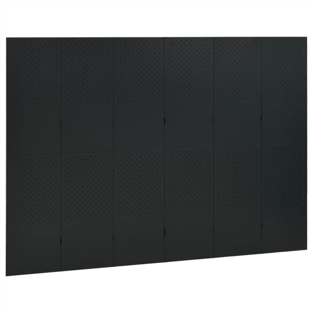 6-Panel Room Dividers 2 pcs Black 240x180 cm Steel