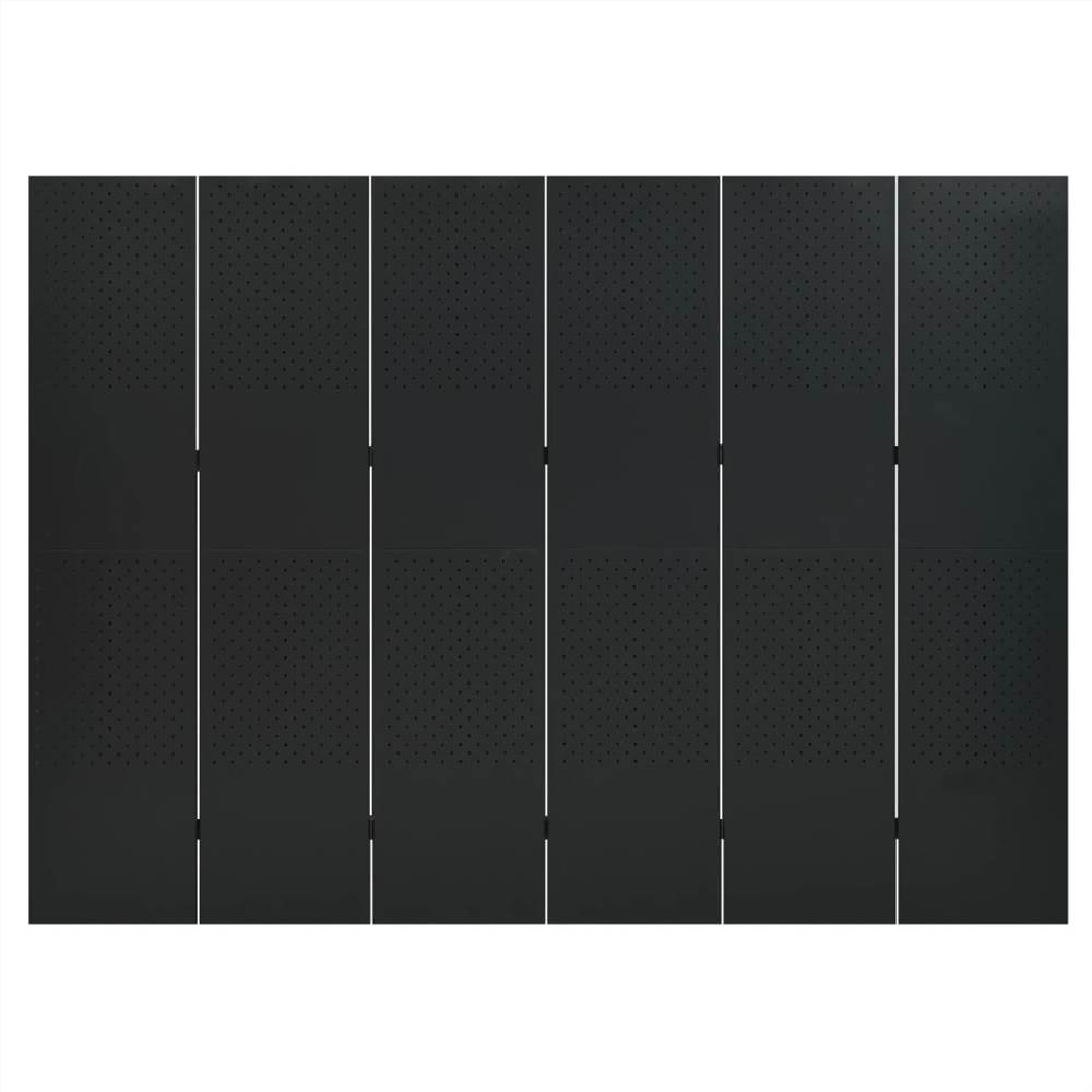 6-Panel Room Dividers 2 pcs Black 240x180 cm Steel