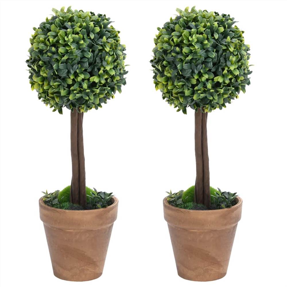 

Artificial Boxwood Plants 2 pcs with Pots Ball Shaped Green 33 cm
