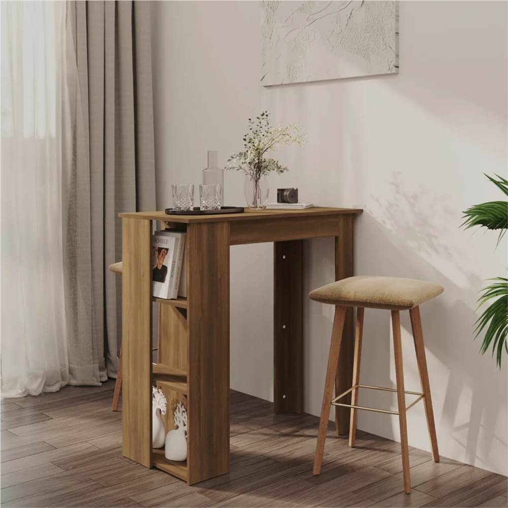 

Bar Table with Shelf Brown Oak 102x50x103.5 cm Chipboard