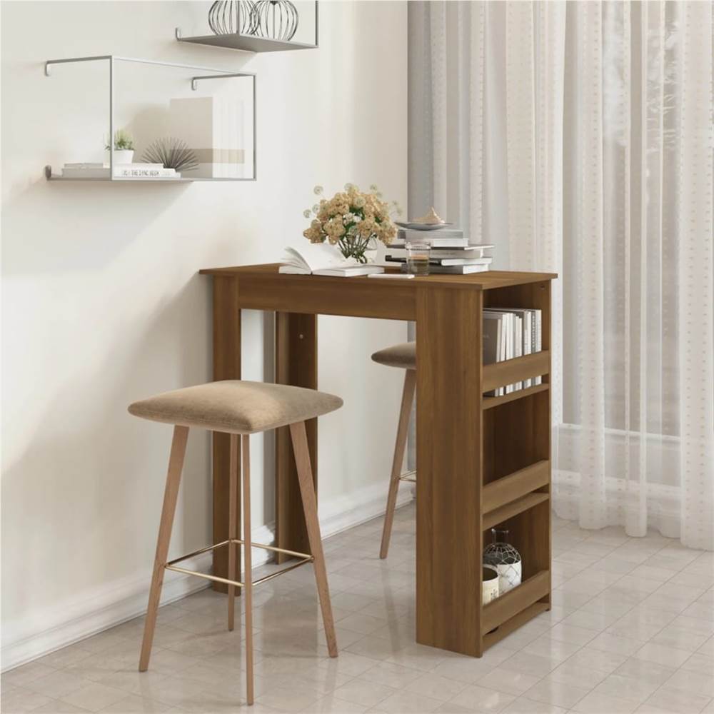 

Bar Table with Storage Rack Brown Oak 102x50x103.5 cm Chipboard