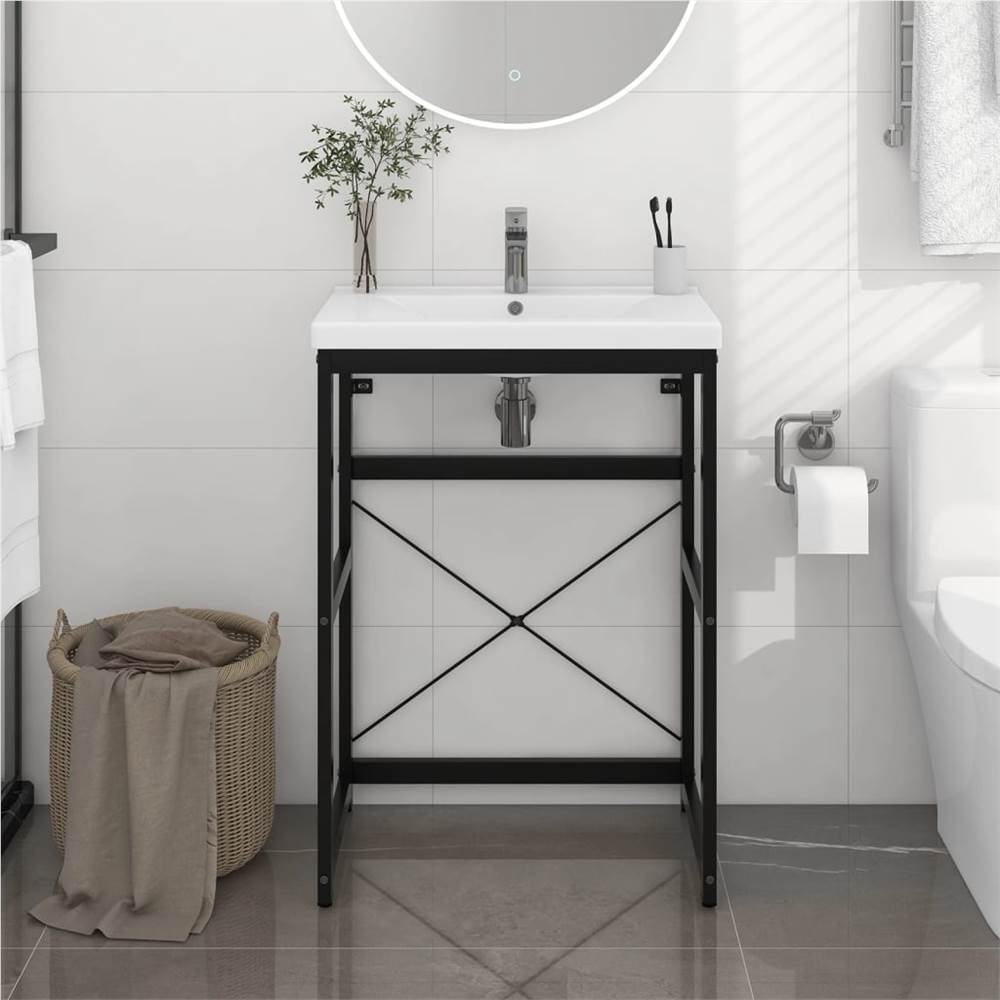 

Bathroom Washbasin Frame Black 59x38x83 cm Iron