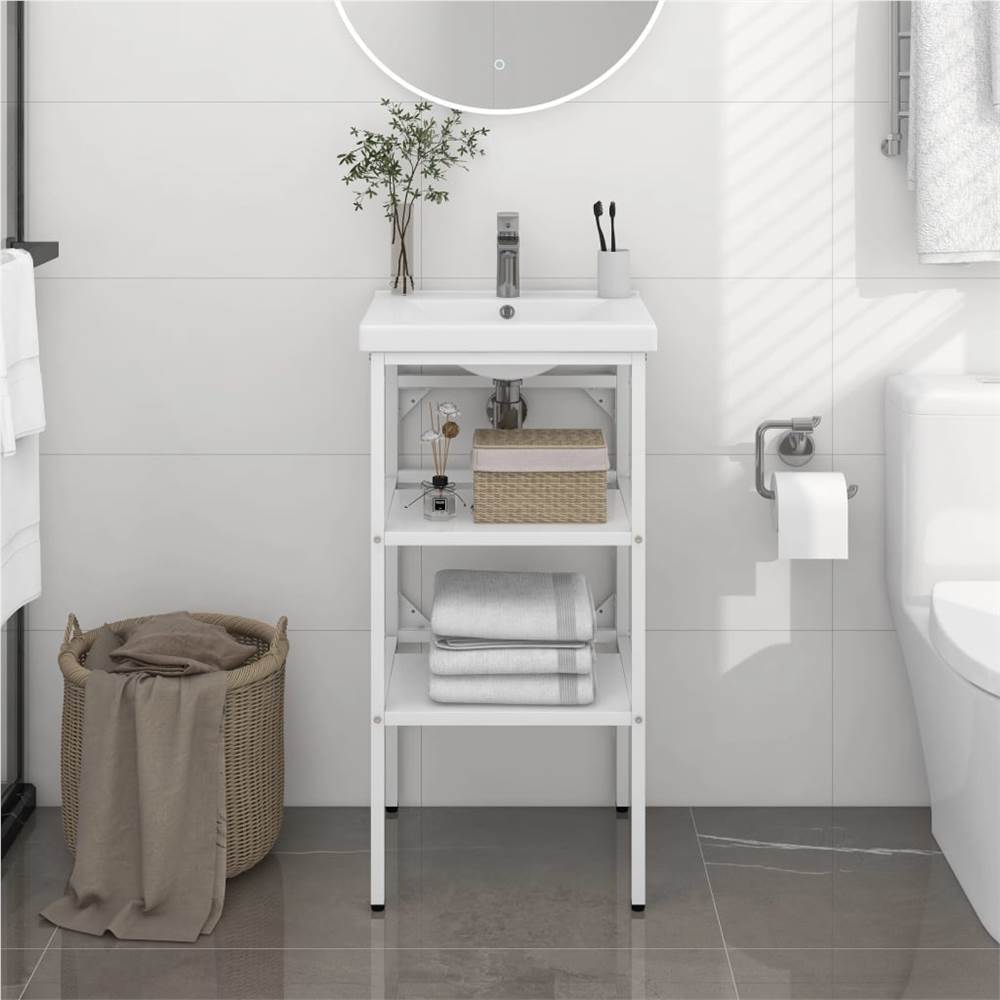 

Bathroom Washbasin Frame White 40x38x83 cm Iron