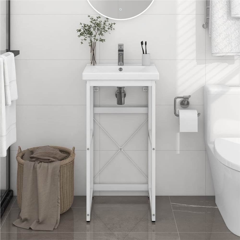 

Bathroom Washbasin Frame White 40x38x83 cm Iron
