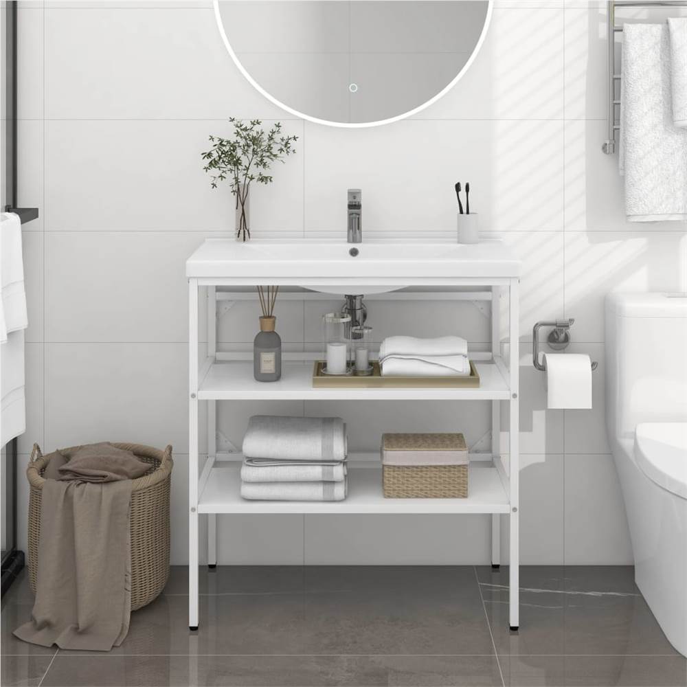 

Bathroom Washbasin Frame White 79x38x83 cm Iron