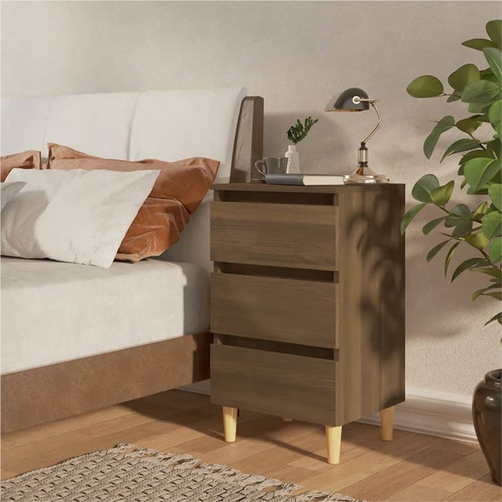 

Bed Cabinets with Solid Wood Legs 2 pcs Brown Oak 40x35x69 cm