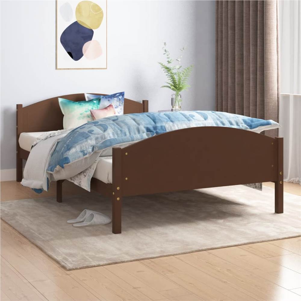 

Bed Frame Dark Brown Solid Pine Wood 120x200 cm