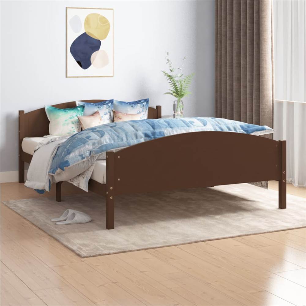 

Bed Frame Dark Brown Solid Pine Wood 160x200 cm
