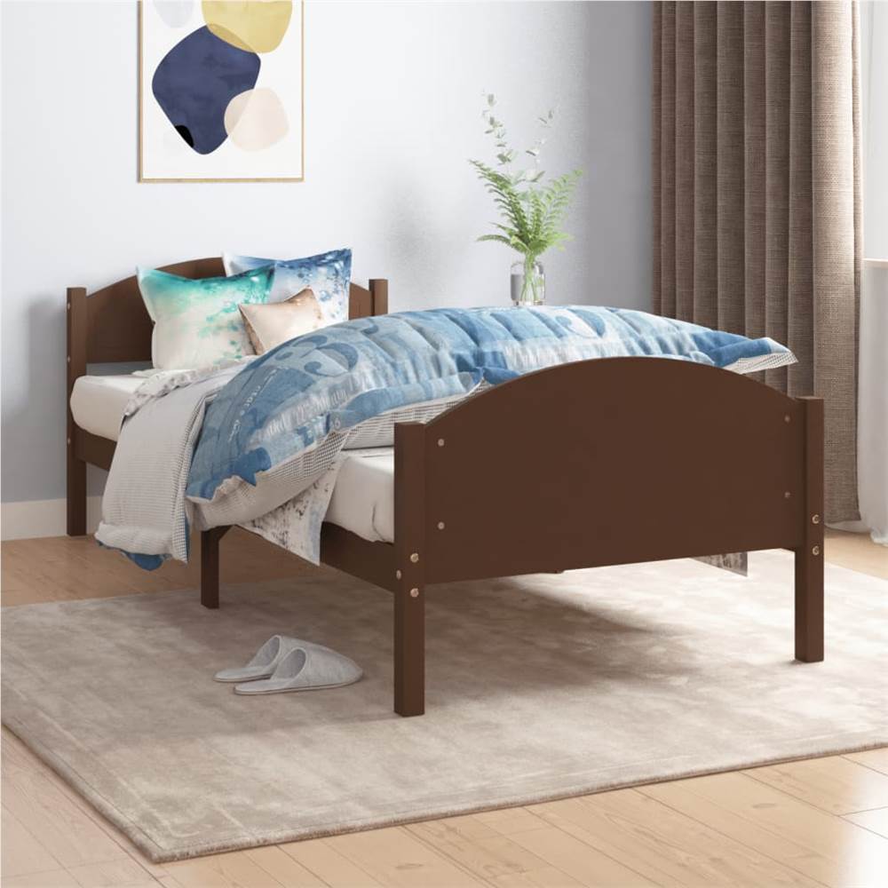 

Bed Frame Dark Brown Solid Pine Wood 90x200 cm