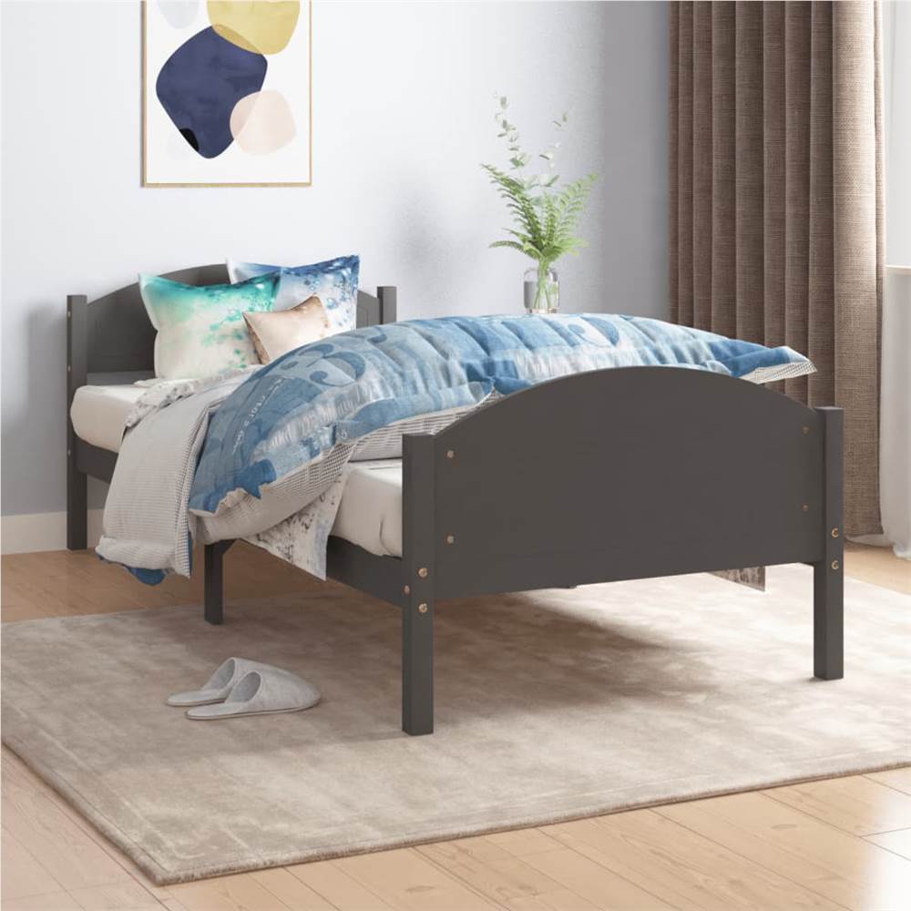 

Bed Frame Dark Grey Solid Pine Wood 100x200 cm