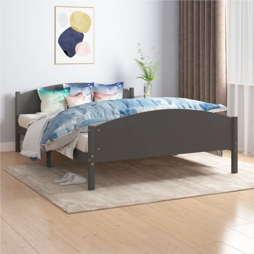 

Bed Frame Dark Grey Solid Pine Wood 160x200 cm