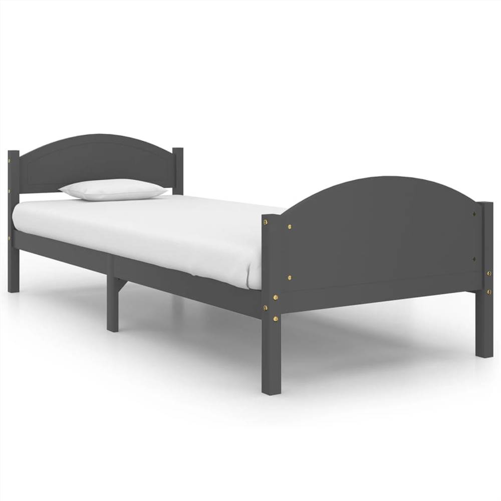 Bed Frame Dark Grey Solid Pine Wood 90x200 cm