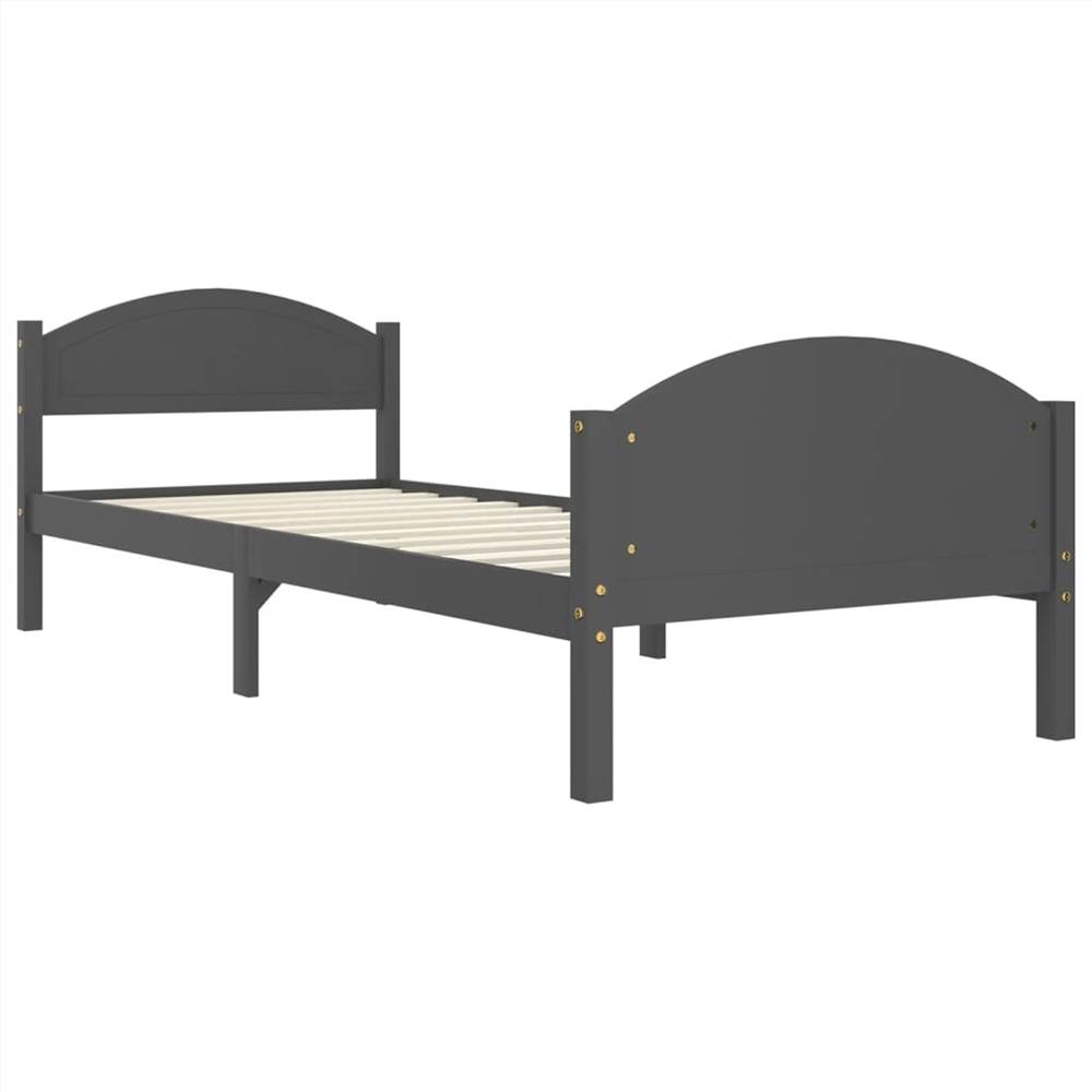 Bed Frame Dark Grey Solid Pine Wood 90x200 cm