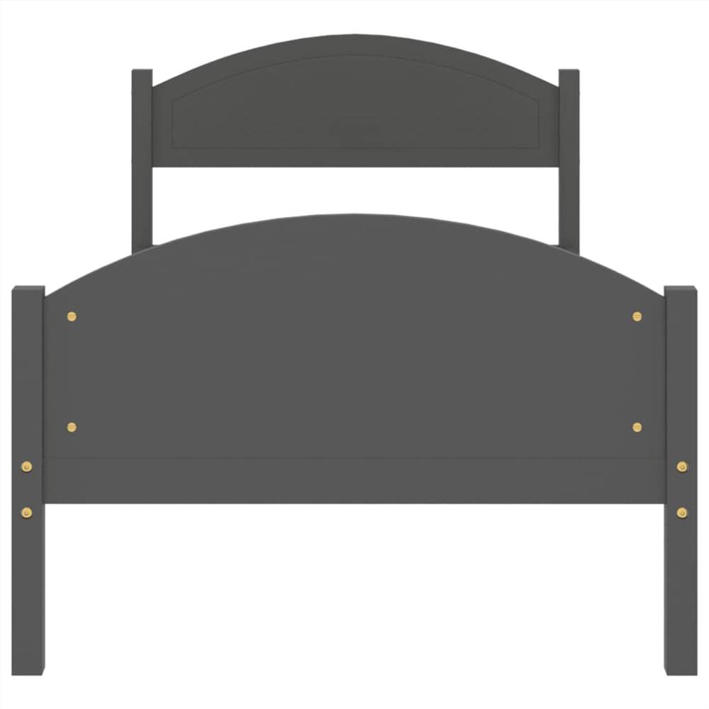 Bed Frame Dark Grey Solid Pine Wood 90x200 cm
