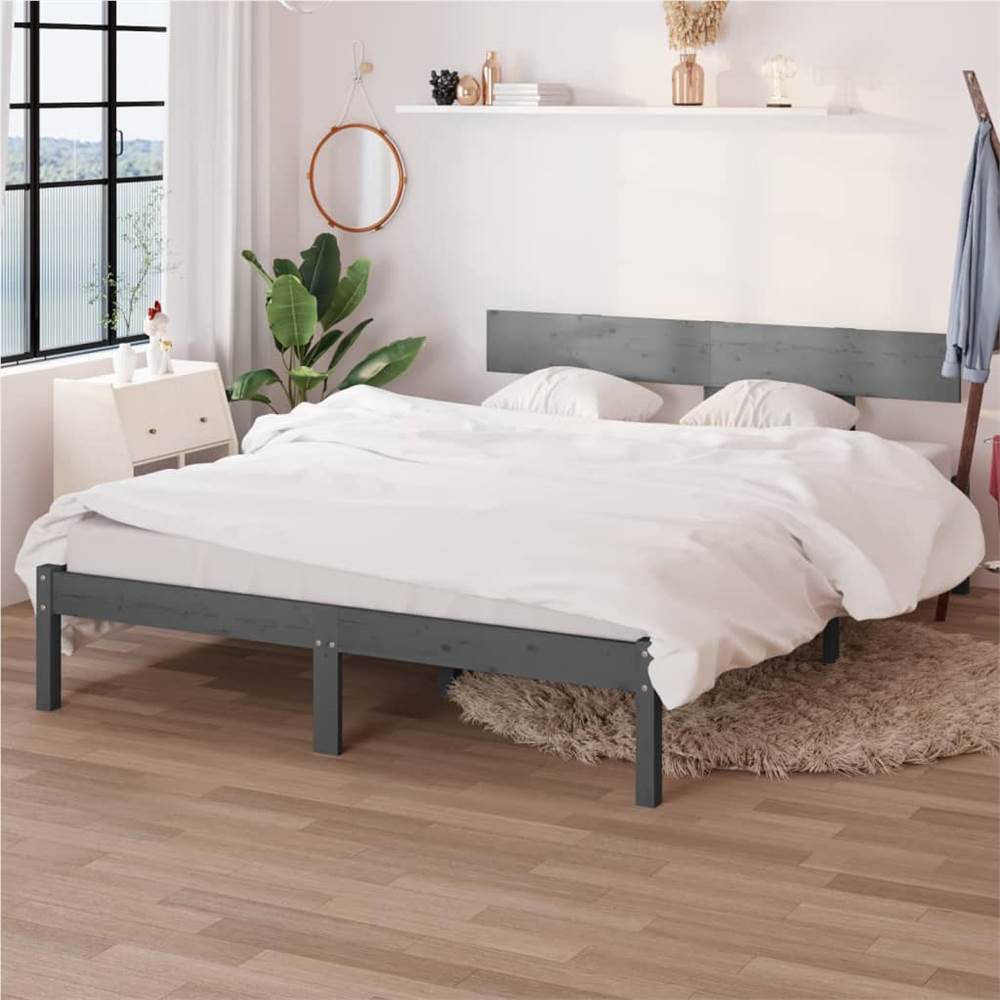 

Bed Frame Grey Solid Wood Pine 120x200 cm Small Double