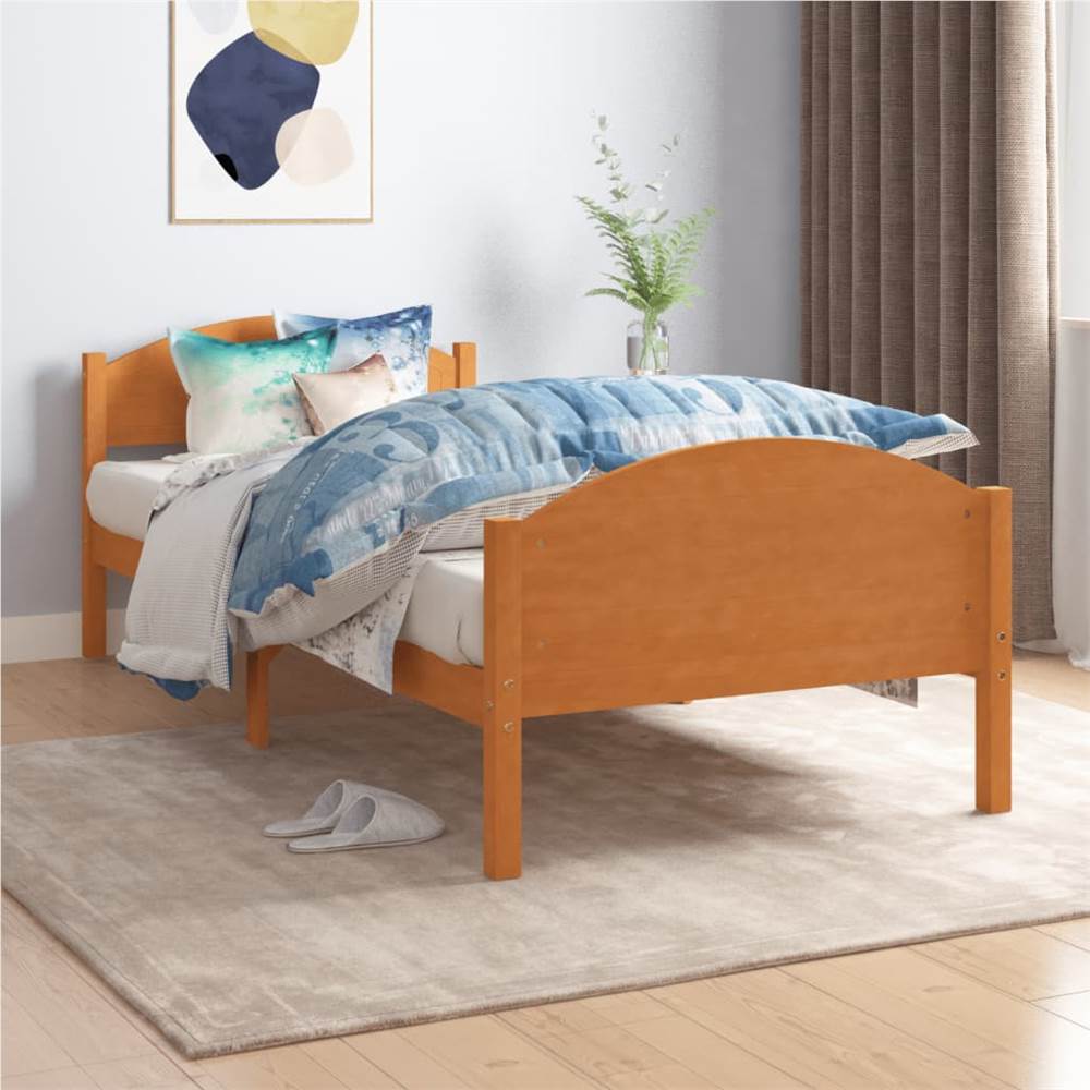 

Bed Frame Honey Brown Solid Pine Wood 90x200 cm