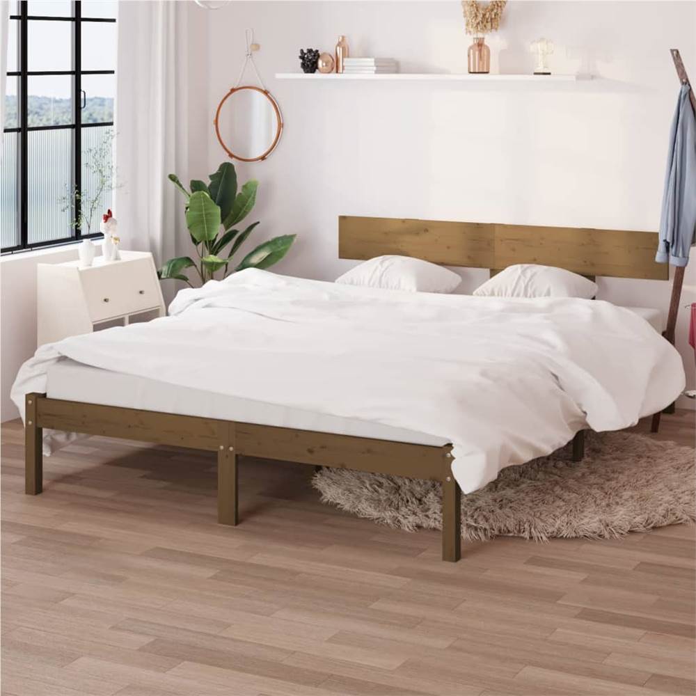 

Bed Frame Honey Brown Solid Wood Pine 120x200 cm Small Double