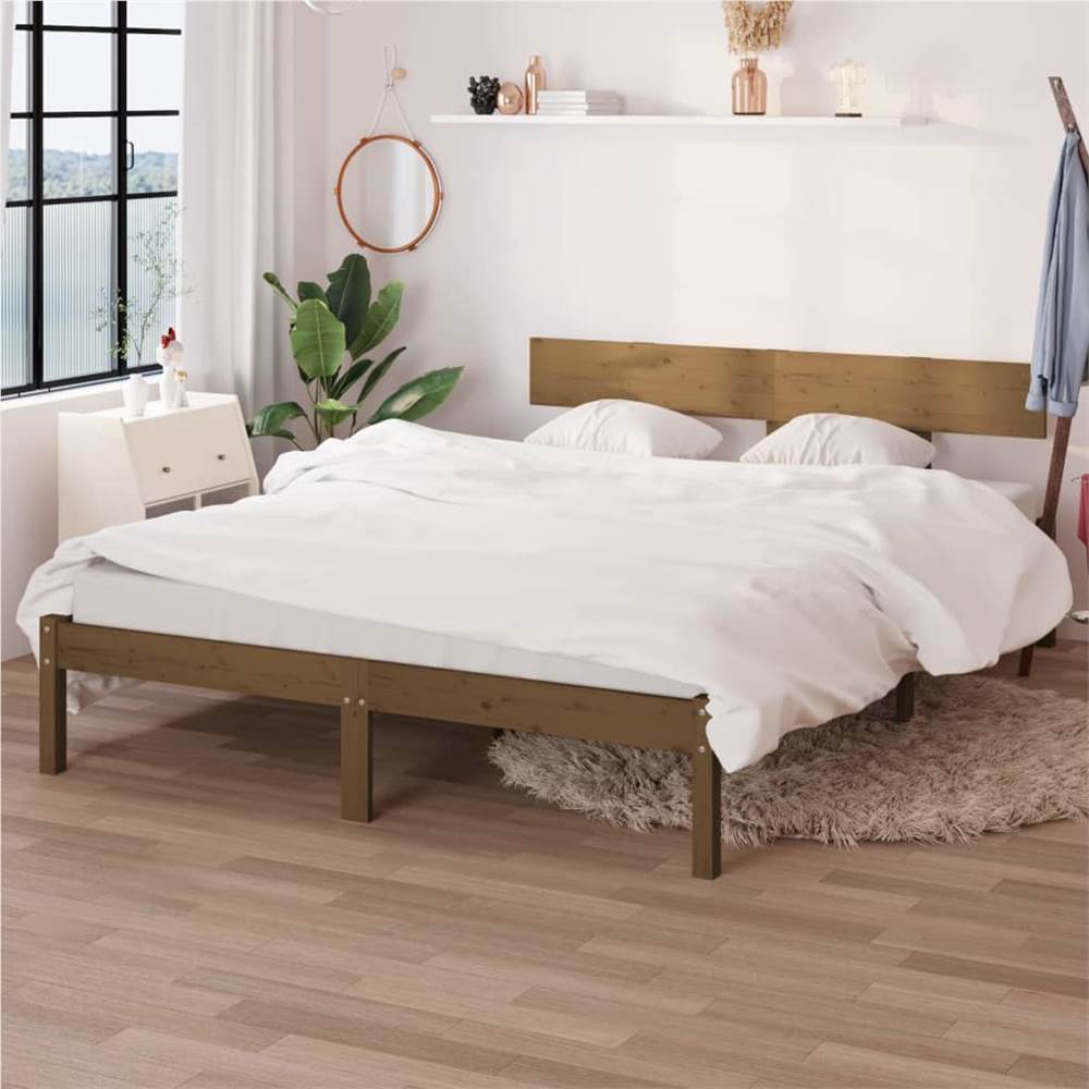 

Bed Frame Honey Brown Solid Wood Pine 140x190 cm