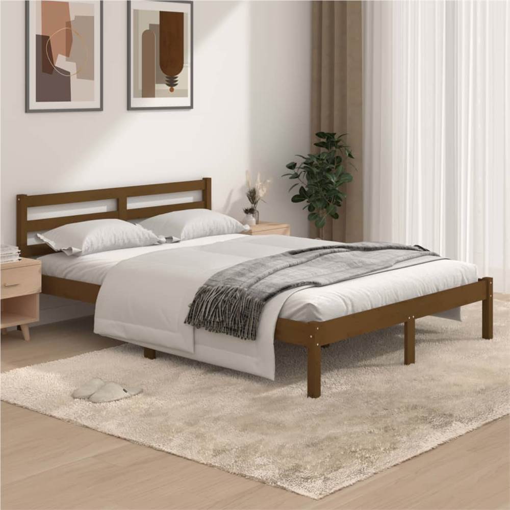 

Bed Frame Solid Wood Pine 135x190 cm Honey Brown 4FT6 Double