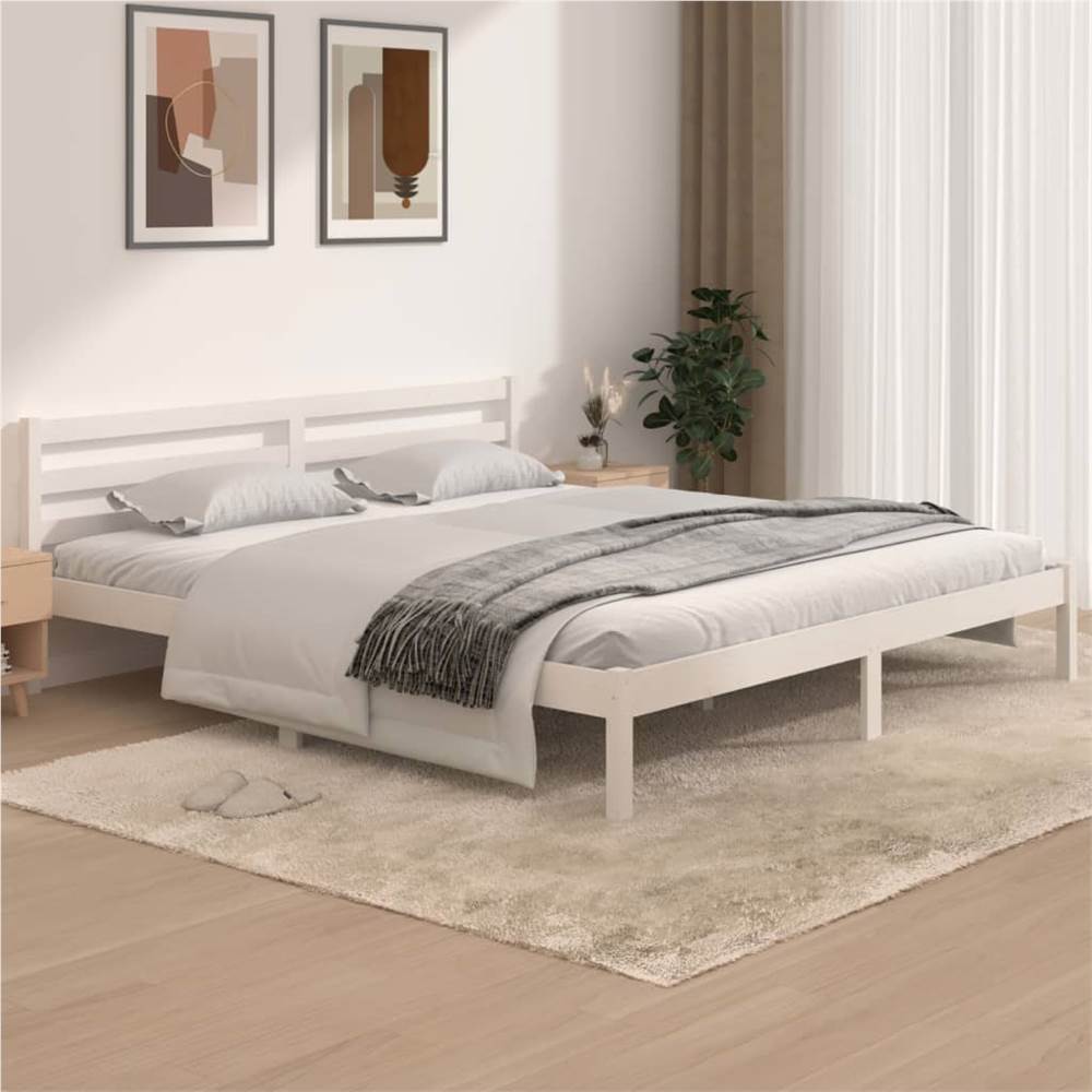 

Bed Frame Solid Wood Pine 180x200 cm White 6FT Super King