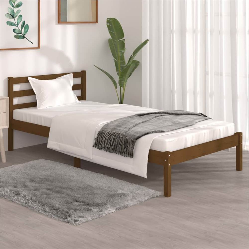 

Bed Frame Solid Wood Pine 90x190 cm Honey Brown 3FT Single