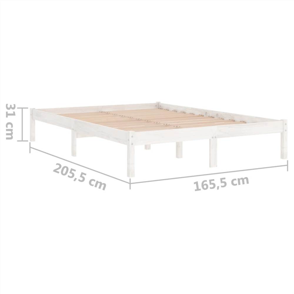 Bed Frame White Solid Pinewood 160x200 cm