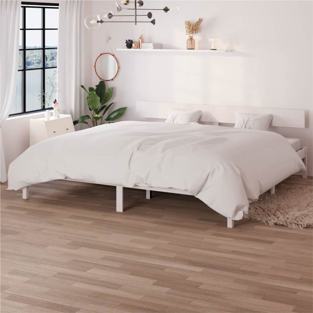 

Bed Frame White Solid Wood Pine 180x200 cm Super King