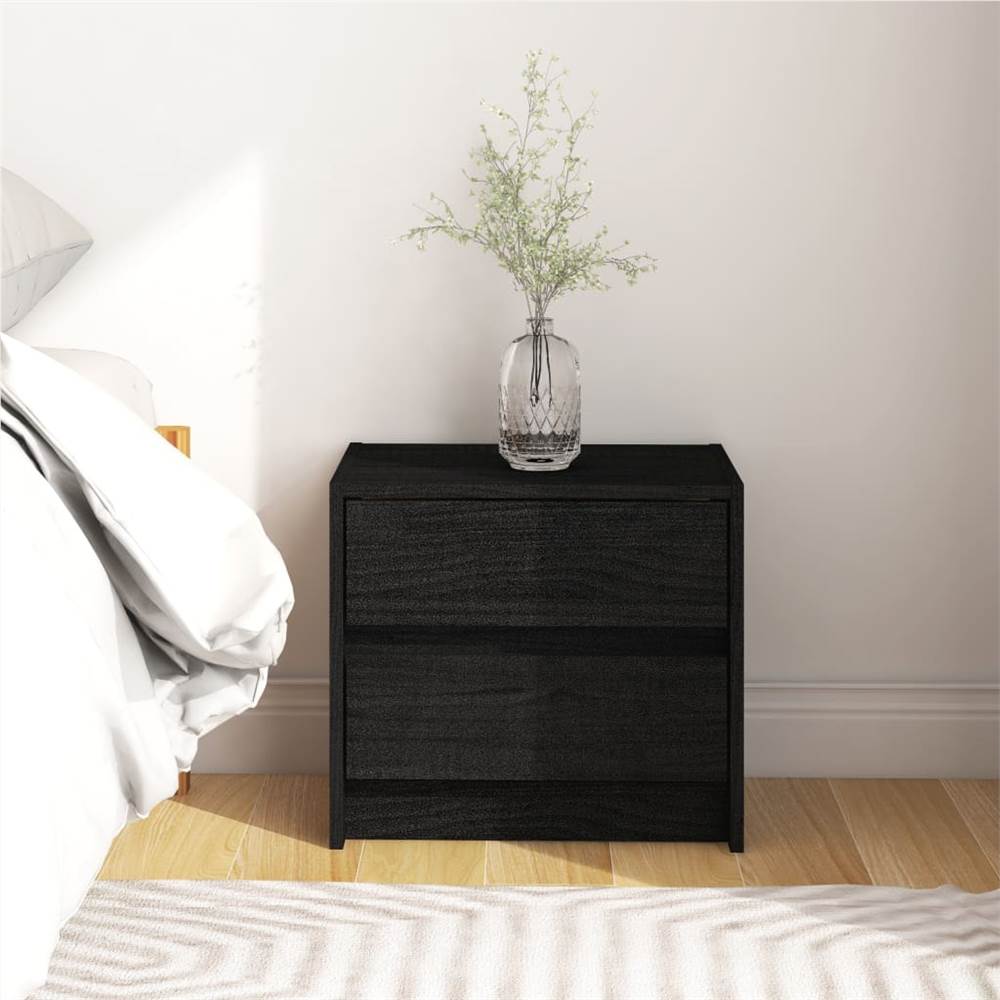 

Bedside Cabinet Black 40x30.5x35.5 cm Solid Pine Wood